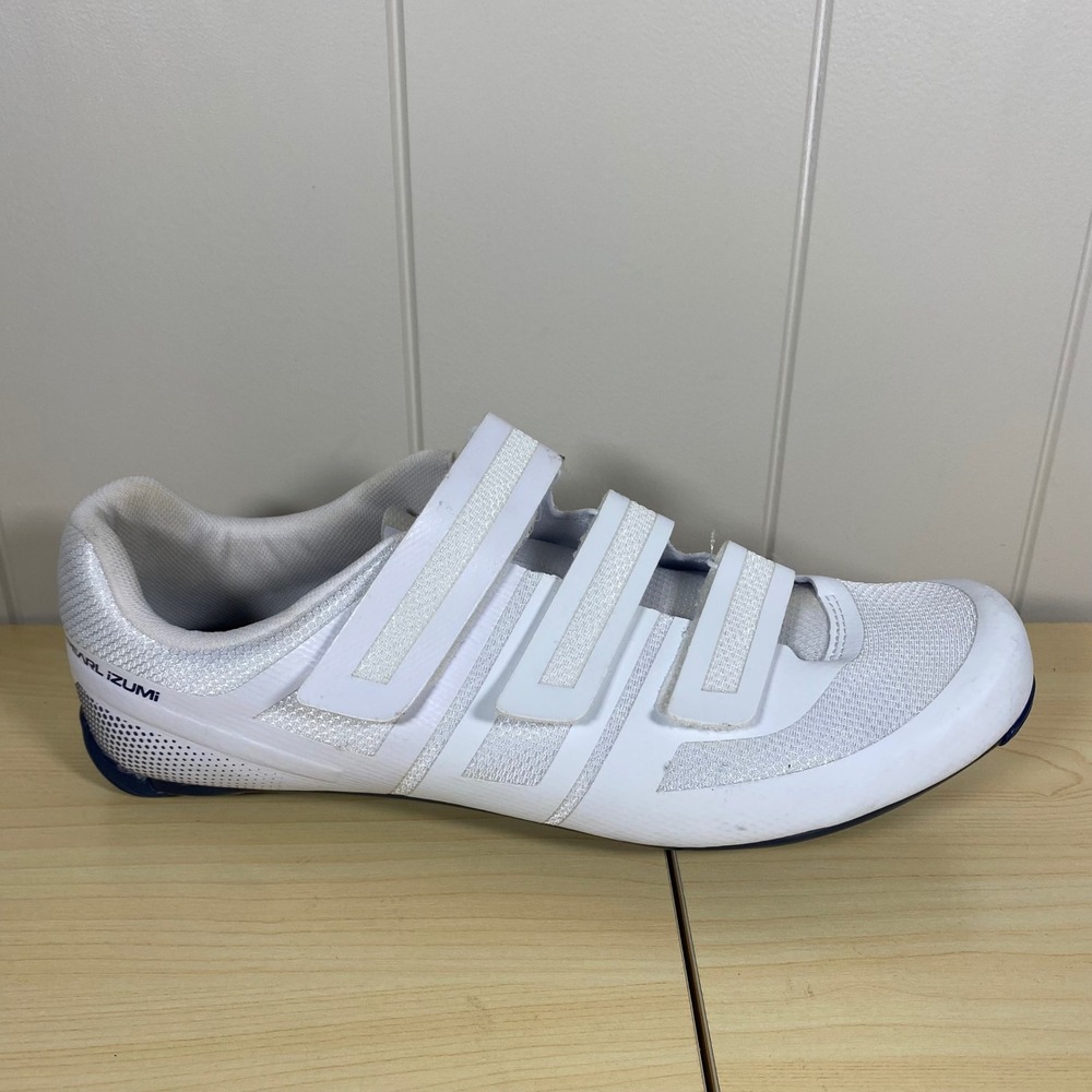 Pearl Izumi Quest Road White Navy Blue Cycling Shoes Mens EUR 48 SPD Clips - Picture 2 of 12